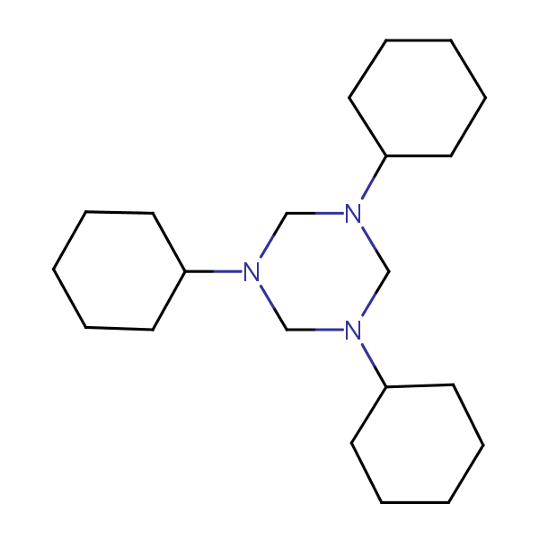 1,3,5-Tricyclohexyl-1,3,5-triazinane structural formula