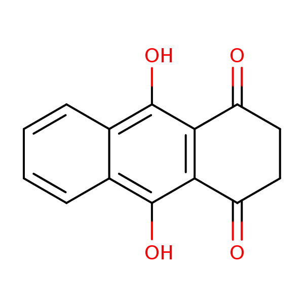 1,4-Anthracenedione, 2,3-dihydro-9,10-dihydroxy- structural formula