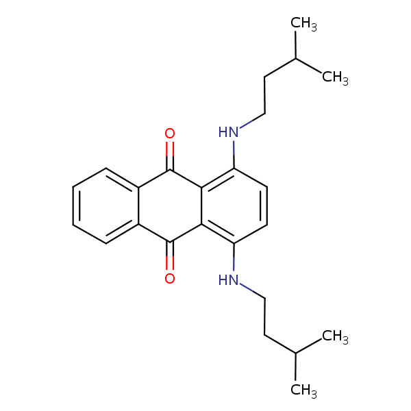 1,4-Bis((3-methylbutyl)amino)anthraquinone structural formula