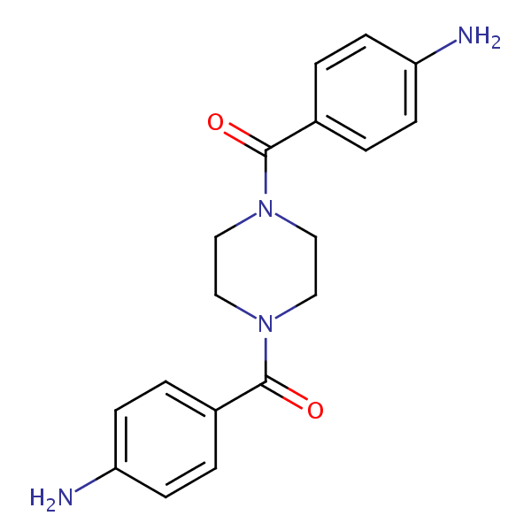 1,4-Bis(4-aminobenzoyl)piperazine structural formula