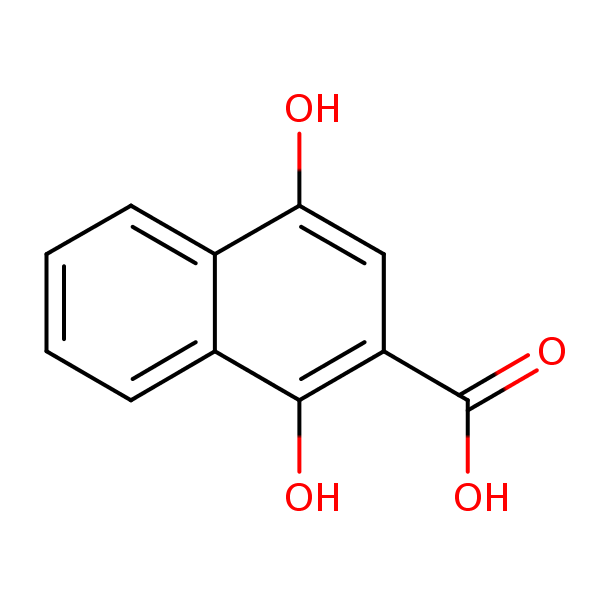 1,4-Dihydroxy-2-naphthoic acid structural formula