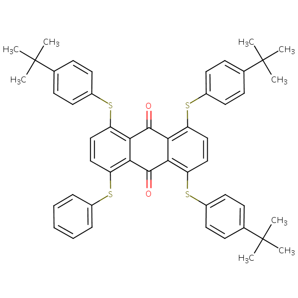 1,4,5-Tris((4-(1,1-dimethylethyl)phenyl)thio)-8-(phenylthio)anthraquinone structural formula