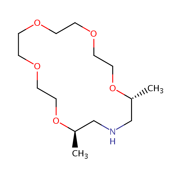 (14R*,18R*)-14,18-Dimethyl-1,4,7,10,13-pentaoxa-16-azacyclooctadecane structural formula