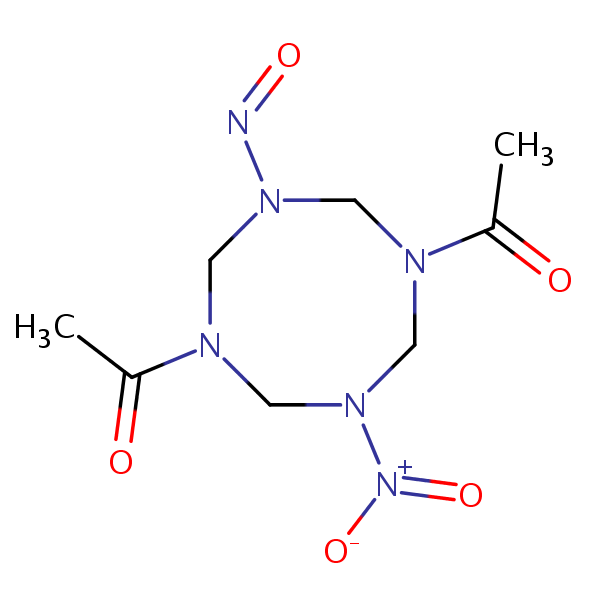 1,5-Diacetyloctahydro-3-nitro-7-nitroso-1,3,5,7-tetrazocine structural formula