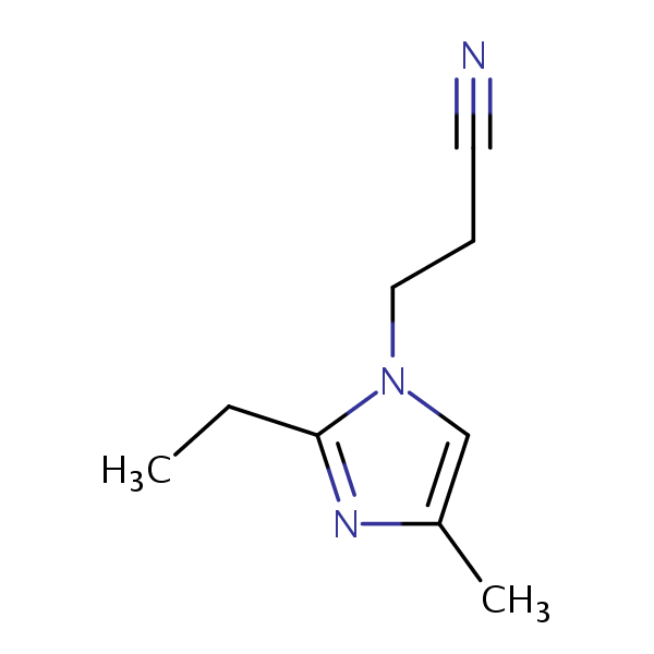 1H-Imidazole-1-propanenitrile, 2-ethyl-4-methyl- structural formula