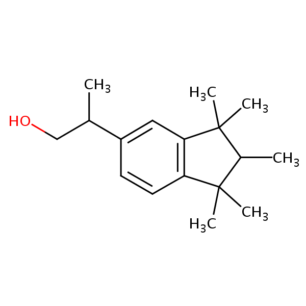 1H-Indene-5-ethanol, 2,3-dihydro-beta,1,1,2,3,3-hexamethyl- structural formula