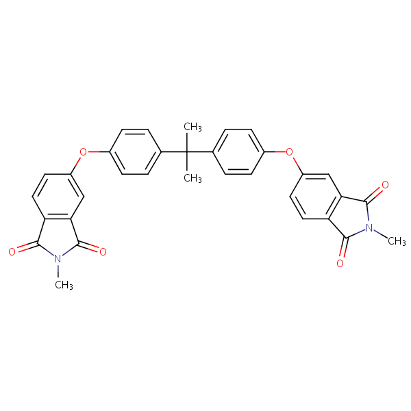 1H-Isoindole-1,3(2H)-dione, 5,5’-[(1-methylethylidene)bis(4,1-phenyleneoxy)]bis[2-methyl- structural formula