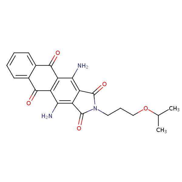 1H-Naphth[2,3-f]isoindole-1,3,5,10(2H)-tetrone, 4,11-diamino-2-[3-(1-methylethoxy)propyl]- structural formula