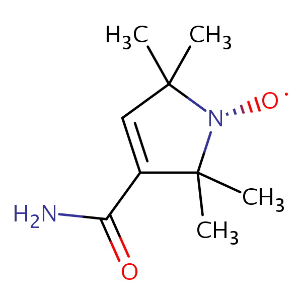 1H-Pyrrol-1-yloxy, 3-(aminocarbonyl)-2,5-dihydro-2,2,5,5-tetramethyl- structural formula