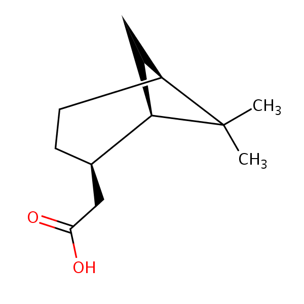 (1R-(1alpha,2beta,5alpha))-6,6-Dimethylbicyclo(3.1.1)heptan-2-acetic acid structural formula