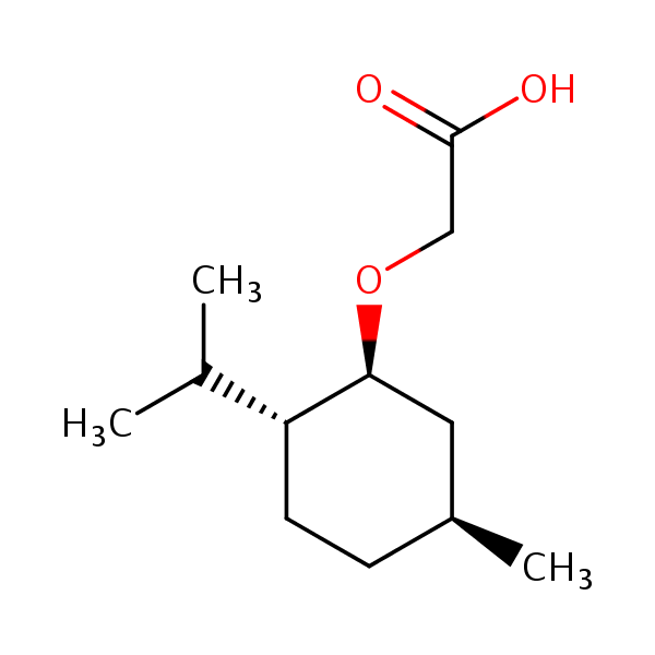 (1S-(1alpha,2beta,5alpha))-((5-Methyl-2-(1-methylethyl)cyclohexyl)oxy)acetic acid structural formula