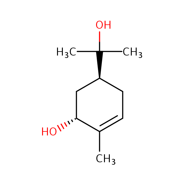 (1S-trans)-5-Hydroxy-alpha,alpha,4-trimethylcyclohex-3-ene-1-methanol structural formula