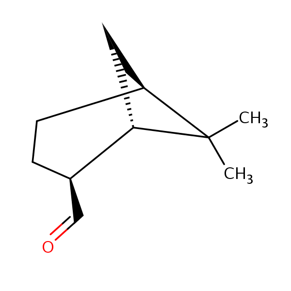 (1alpha,2beta,5alpha)-6,6-Dimethylbicyclo(3.1.1)heptane-2-carbaldehyde structural formula