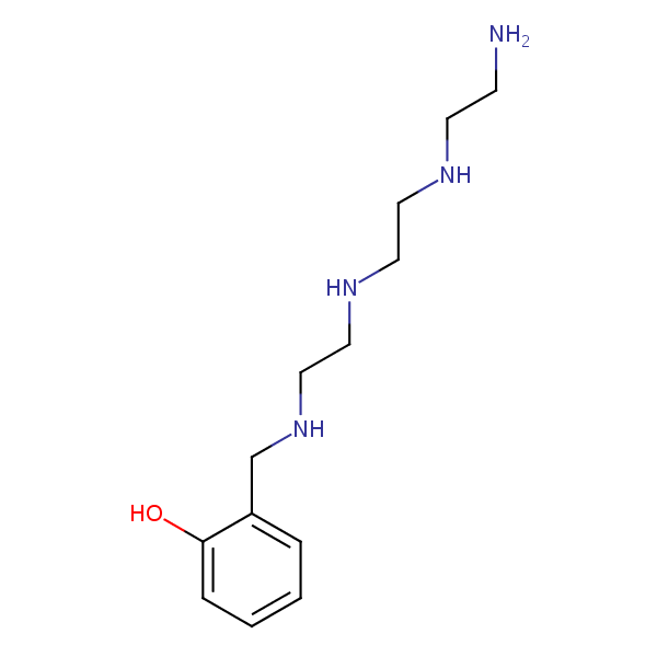 (((2-((2-((2-Aminoethyl)amino)ethyl)amino)ethyl)amino)methyl)phenol structural formula