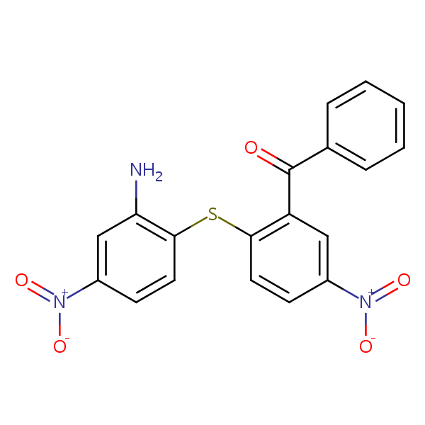 (2-((2-Amino-4-nitrophenyl)thio)-5-nitrophenyl) phenyl ketone structural formula