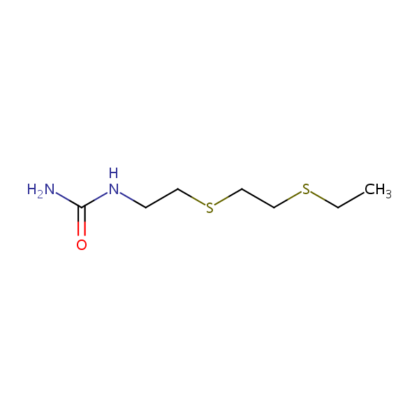 (2-((2-(Ethylthio)ethyl)thio)ethyl)urea structural formula
