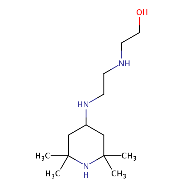 2-((2-(N-(2,2,6,6-Tetramethyl-4-piperidyl))aminoethyl)amino)ethanol structural formula