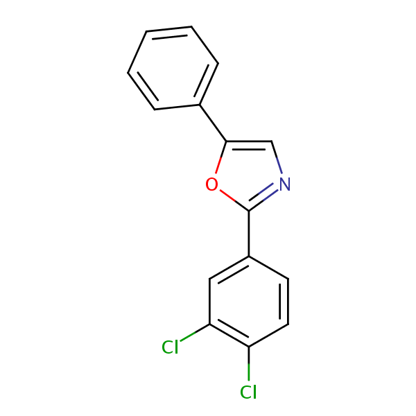 2-(3,4-Dichlorophenyl)-5-phenyloxazole structural formula
