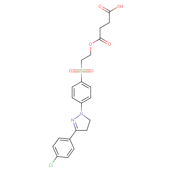 (2-((4-(3-(4-Chlorophenyl)-4,5-dihydro-1H-pyrazol-1-yl)phenyl)sulphonyl)ethyl) hydrogen succinate structural formula