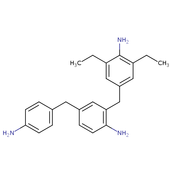 2-((4-Amino-3,5-diethylphenyl)methyl)-4-((4-aminophenyl)methyl)aniline structural formula