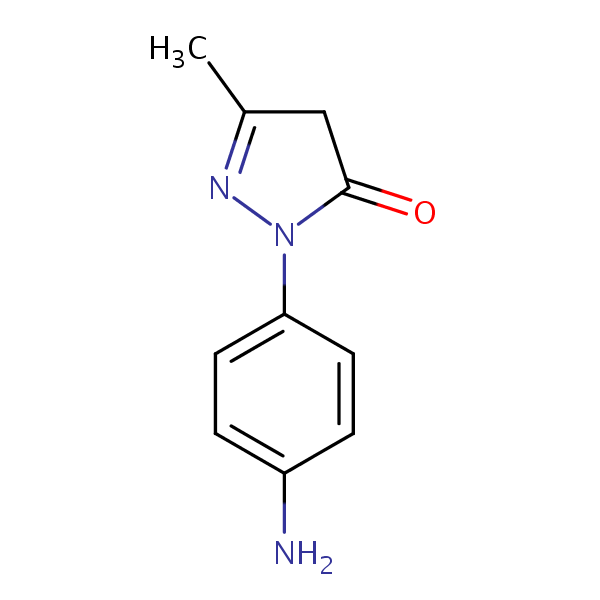 2-(4-Aminophenyl)-2,4-dihydro-5-methyl-3H-pyrazol-3-one structural formula