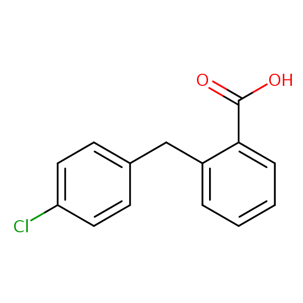 2-((4-Chlorophenyl)methyl)benzoic acid structural formula