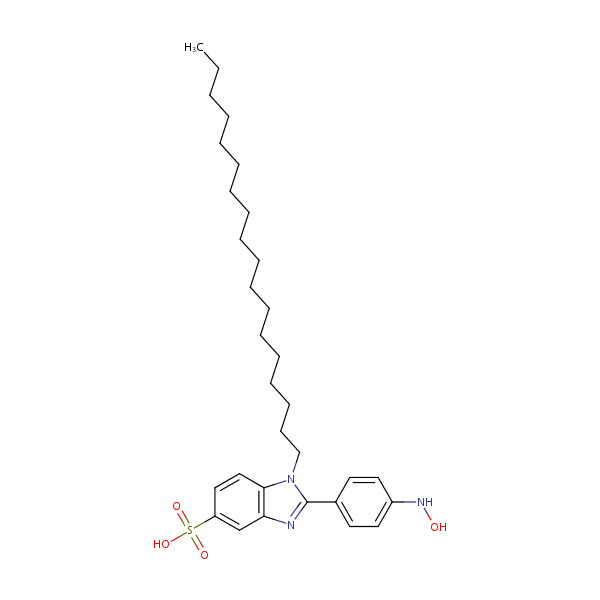 2-(4-(Hydroxyamino)phenyl)-1-octadecyl-1H-benzimidazole-5-sulphonic acid structural formula