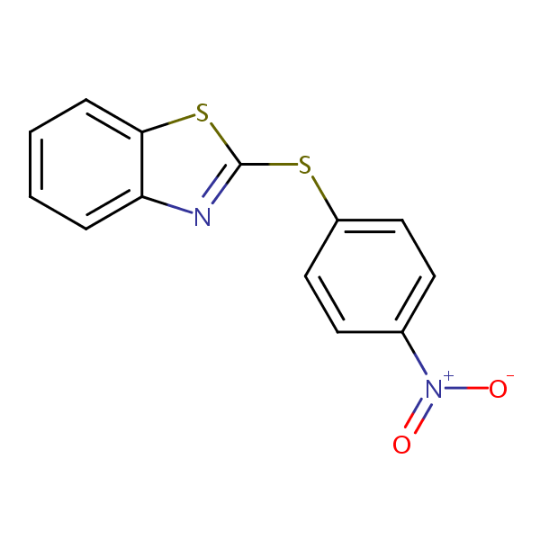 2-((4-Nitrophenyl)thio)benzothiazole structural formula
