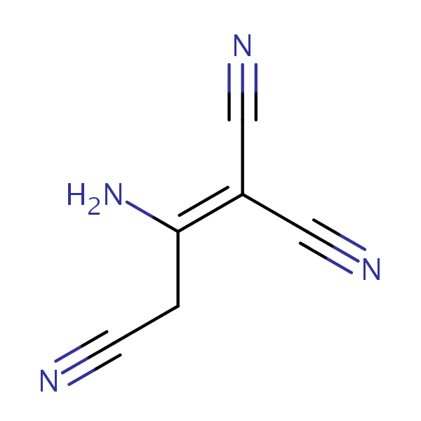 2-Amino-1,1,3-tricyanopropene structural formula