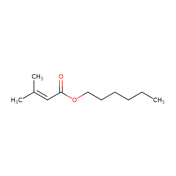 2-Butenoic acid, 3-methyl-, hexyl ester structural formula