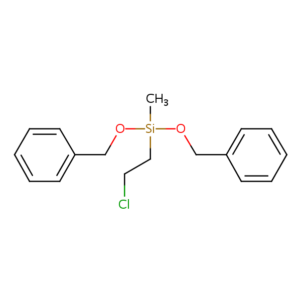 (2-Chloroethyl)methylbis(phenylmethoxy)silane structural formula