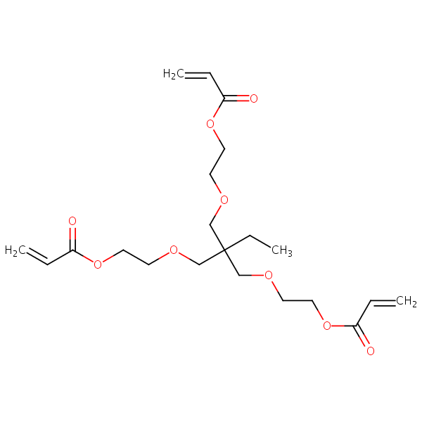 (2-Ethyl-2-((2-((1-oxoallyl)oxy)ethoxy)methyl)-1,3-propanediyl)bis(oxy-2,1-ethanediyl) diacrylate structural formula
