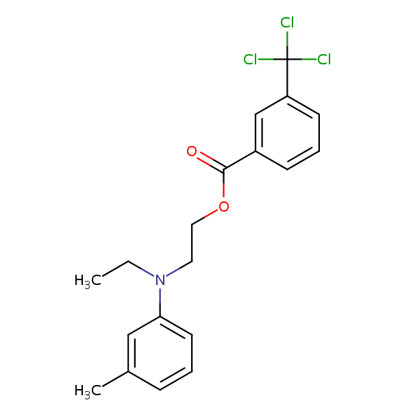 2-(Ethyl(3-methylphenyl)amino)ethyl 3-(trichloromethyl)benzoate structural formula