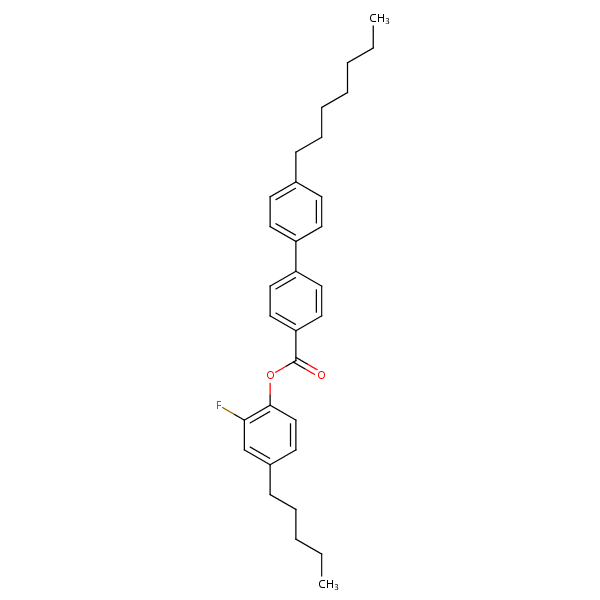 2-Fluoro-4-pentylphenyl 4’-heptyl(1,1’-biphenyl)-4-carboxylate structural formula