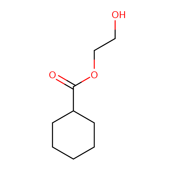 2-Hydroxyethyl cyclohexanecarboxylate structural formula