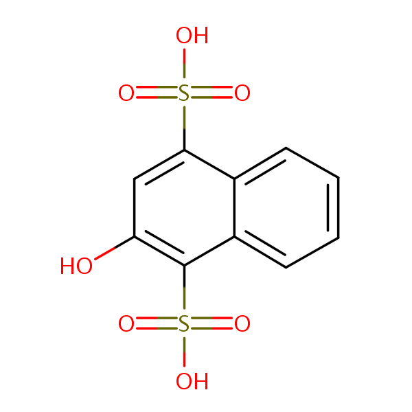 2-Hydroxynaphthalene-1,4-disulphonic acid structural formula