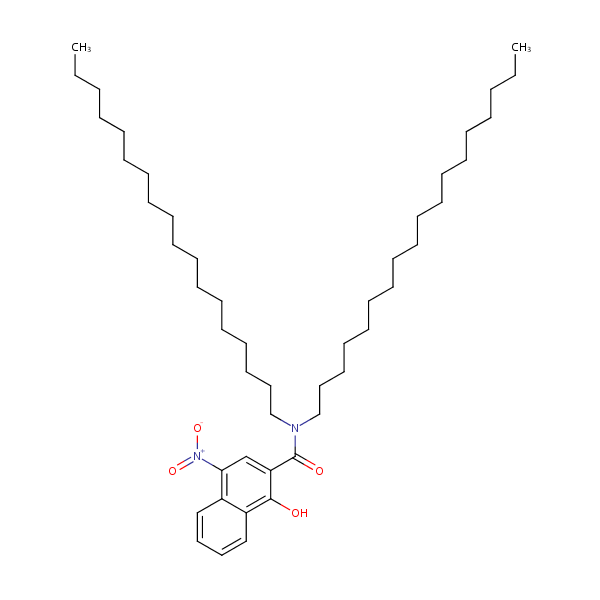 2-Naphthalenecarboxamide, 1-hydroxy-4-nitro-N,N-dioctadecyl- structural formula