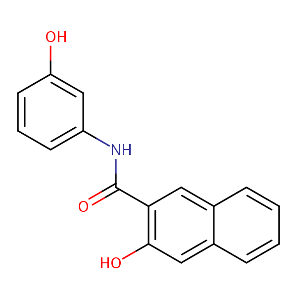 2-Naphthalenecarboxamide, 3-hydroxy-N-(3-hydroxyphenyl)- structural formula