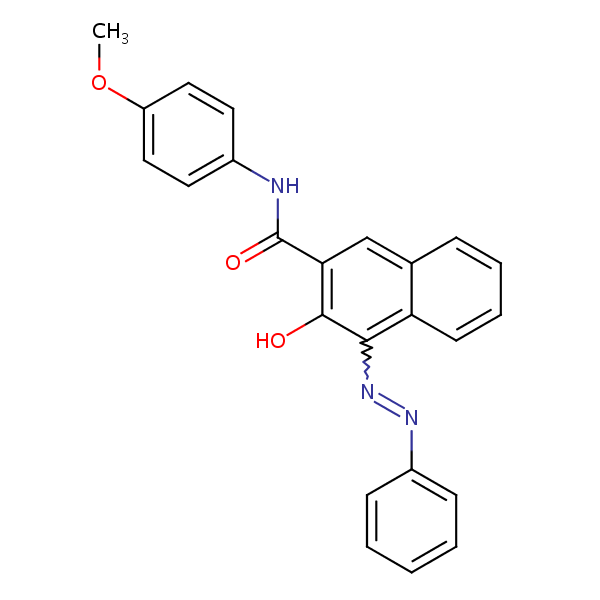 2-Naphthalenecarboxamide, 3-hydroxy-N-(4-methoxyphenyl)-4-(phenylazo)- structural formula