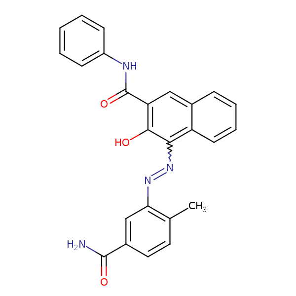 2-Naphthalenecarboxamide, 4-[[5-(aminocarbonyl)-2-methylphenyl]azo]-3-hydroxy-N-phenyl- structural formula