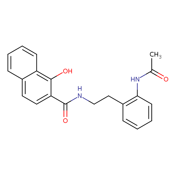 2-Naphthalenecarboxamide, N-[2-[2-(acetylamino)phenyl]ethyl]-1-hydroxy- structural formula