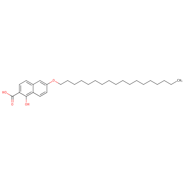2-Naphthalenecarboxylic acid, 1-hydroxy-6-(octadecyloxy)- structural formula