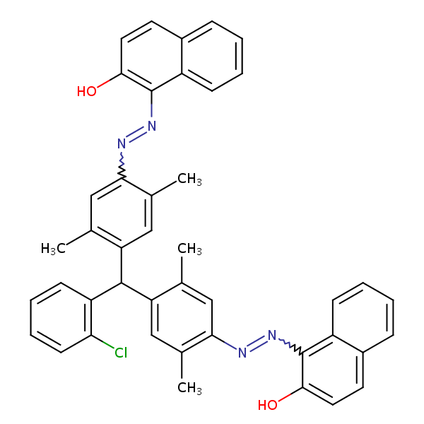 2-Naphthalenol, 1,1’-[[(2-chlorophenyl)methylene]bis[(2,5-dimethyl-4,1-phenylene)azo]]bis- structural formula