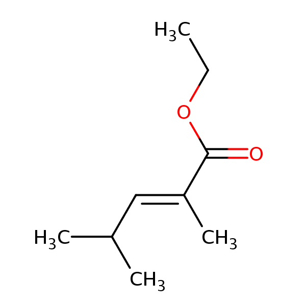 2-Pentenoic acid, 2,4-dimethyl-, ethyl ester, (2E)- structural formula