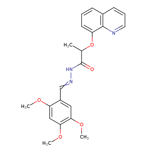 2-quinolin-8-yloxy-N-[(2,4,5-trimethoxyphenyl)methylideneamino]propanamide structural formula