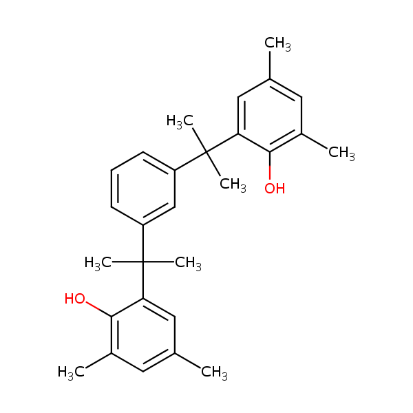 2,2’-(1,3-Phenylenediisopropylidene)bis(4,6-xylenol) structural formula