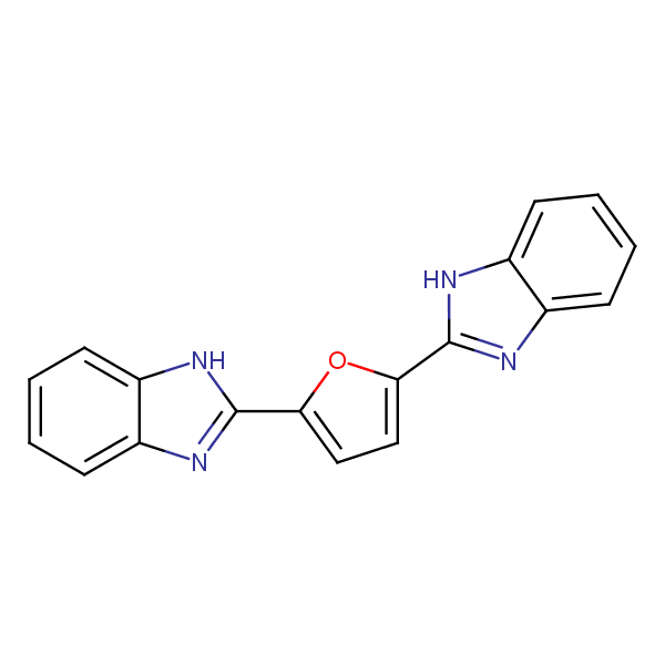 2,2’-(2,5-Furandiyl)bis-1H-benzimidazole structural formula