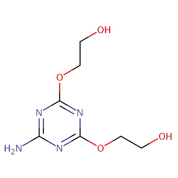 2,2’-((6-Amino-1,3,5-triazine-2,4-diyl)bis(oxy))bisethanol structural formula