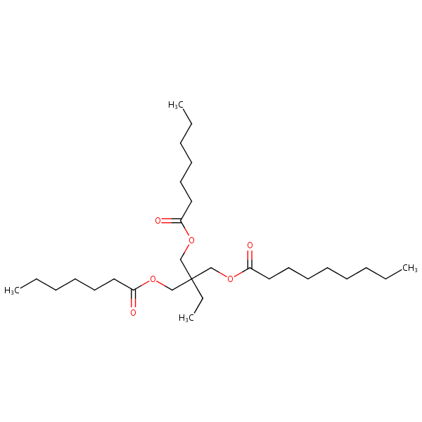 2,2-Bis(((1-oxoheptyl)oxy)methyl)butyl nonan-1-oate structural formula