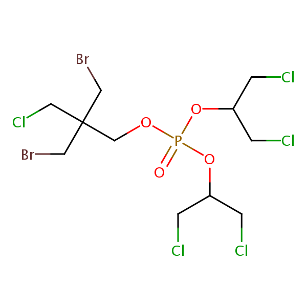 2,2-Bis(bromomethyl)-3-chloropropyl bis[2-chloro-1-(chloromethyl)ethyl] phosphate structural formula